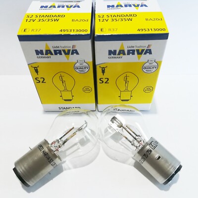 2x 49531 Narva 12V 35/35W BA20d S2 Birne Lampe Moped Motorrad Glühlampe  N49w