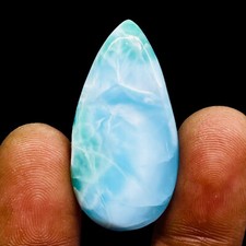 41.35 Cts Natural Larimar 36x19mm Pear Loose Cabochon Untreated Huge Gemstone