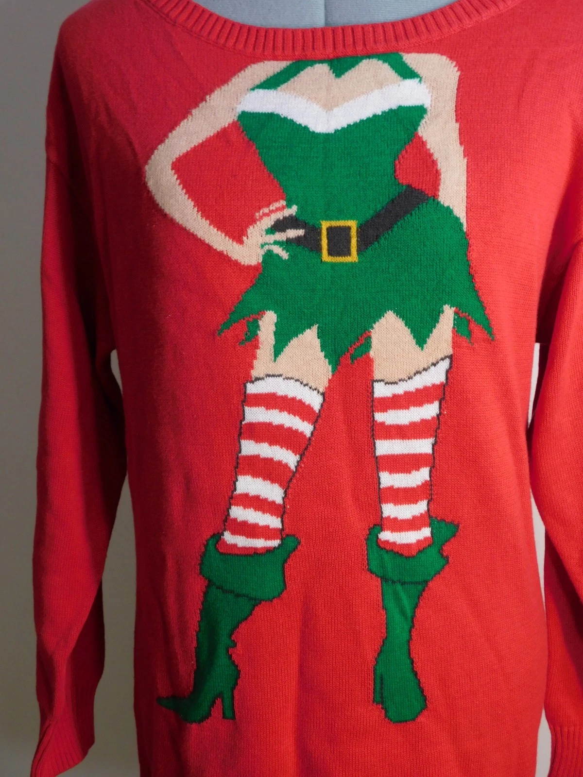 Christmas Sweater Sexy Elf Red Ugly Large Women's Cute Gift Isabella's Closet