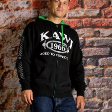 Genuine Kawasaki "Aged to Perfection" Zip-Up Hoodie/Jacket - Black - Size L