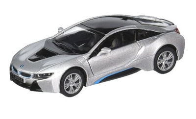 Kinsmart BMW i8 2 Door Coupe 1:36 Diecast Model Toy Car Pull Action New- SILVER