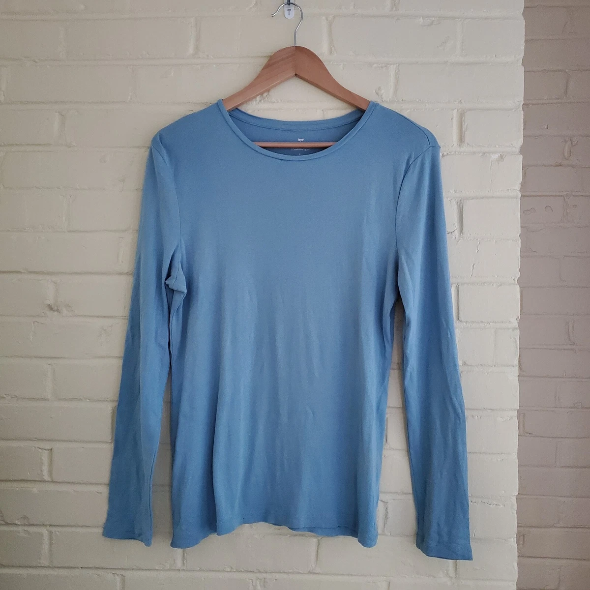 Talbots 100 % Pima Cotton Long Sleeve Tee Sz Large Bluish Gray