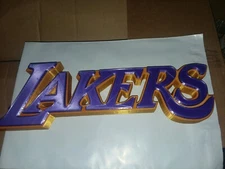 LA Lakers NBA Logo wall mount. 3D Printed 8 Inch by 3 Inch. Silk Plastic