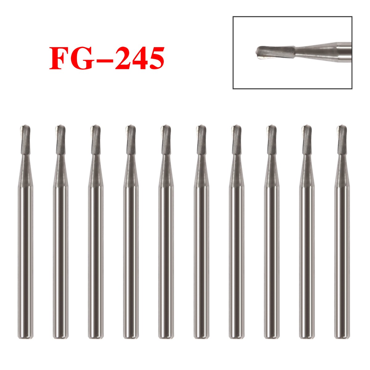 10-100pcs FG245 Dental Carbide Burs High Speed Pear Friction Grip