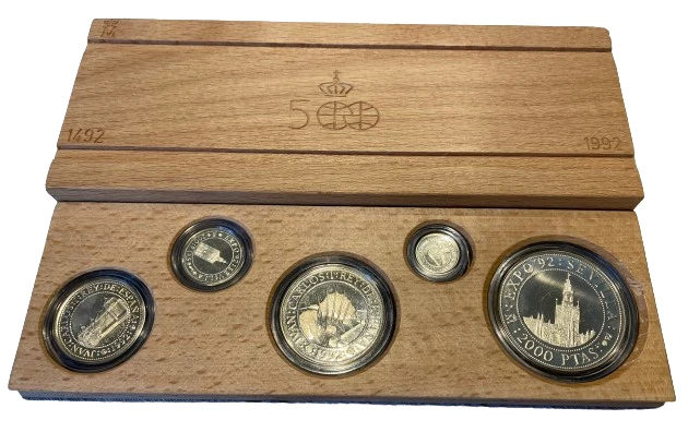 1992 Spain 500th Anniversary Discovery Of The Americas 5 Coin Silver Pesetas Set - Image 3 of 4