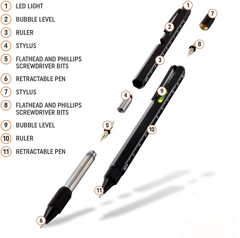 Juego de bolígrafos multiherramienta regalo para hombre, regalo para papá, bolígrafo con luz LED, pantalla táctil Foto 3 de 4