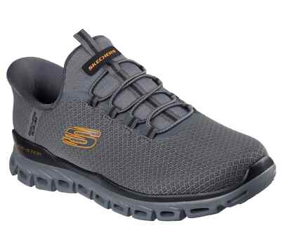 Skechers Shoes Charcoal Sport Mens Bungee Slip Ins Glide Step Memory Foam 233010