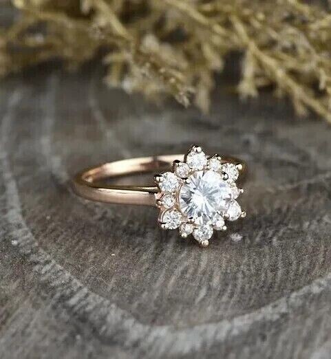 2Ct Round Cut Lab-Created Diamond Women's Wedding Rings 14k Yellow Gold Plated - Picture 1 of 16