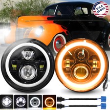 For Ford Deluxe 1939-1951 Halo 7 Inch Round Led Headlights Drl Angel Eyes Pair