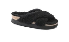 US 6 Birkenstock Papillio Daytona Shearling Teddy Platform Sandals Black EU 37
