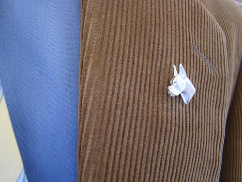 Small Sterling Boxer Head Study With Cropped Ears Lapel Pin - Picture 3 of 6