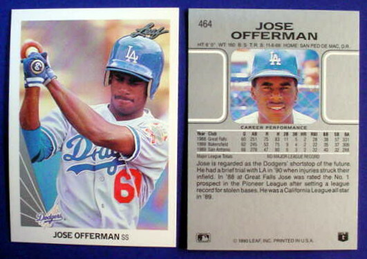 Lot of 15 Jose Offerman 1990 Leaf #464 Rookie cards RC NM Los Angeles Dodgers 