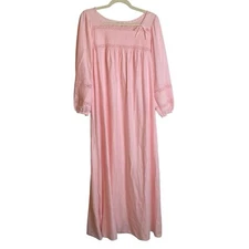 VTG Vanity Fair Womens Pink Brushed Nylon Nightgown Size Medium Cottage Feminine