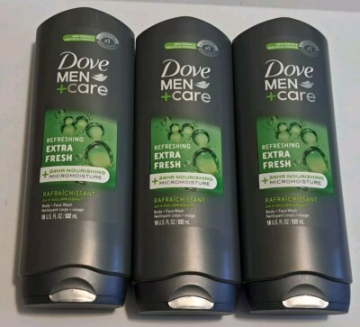 DOVE MEN + CARE 3 Pack Body & Face Refreshing Extra Fresh 18 oz/each