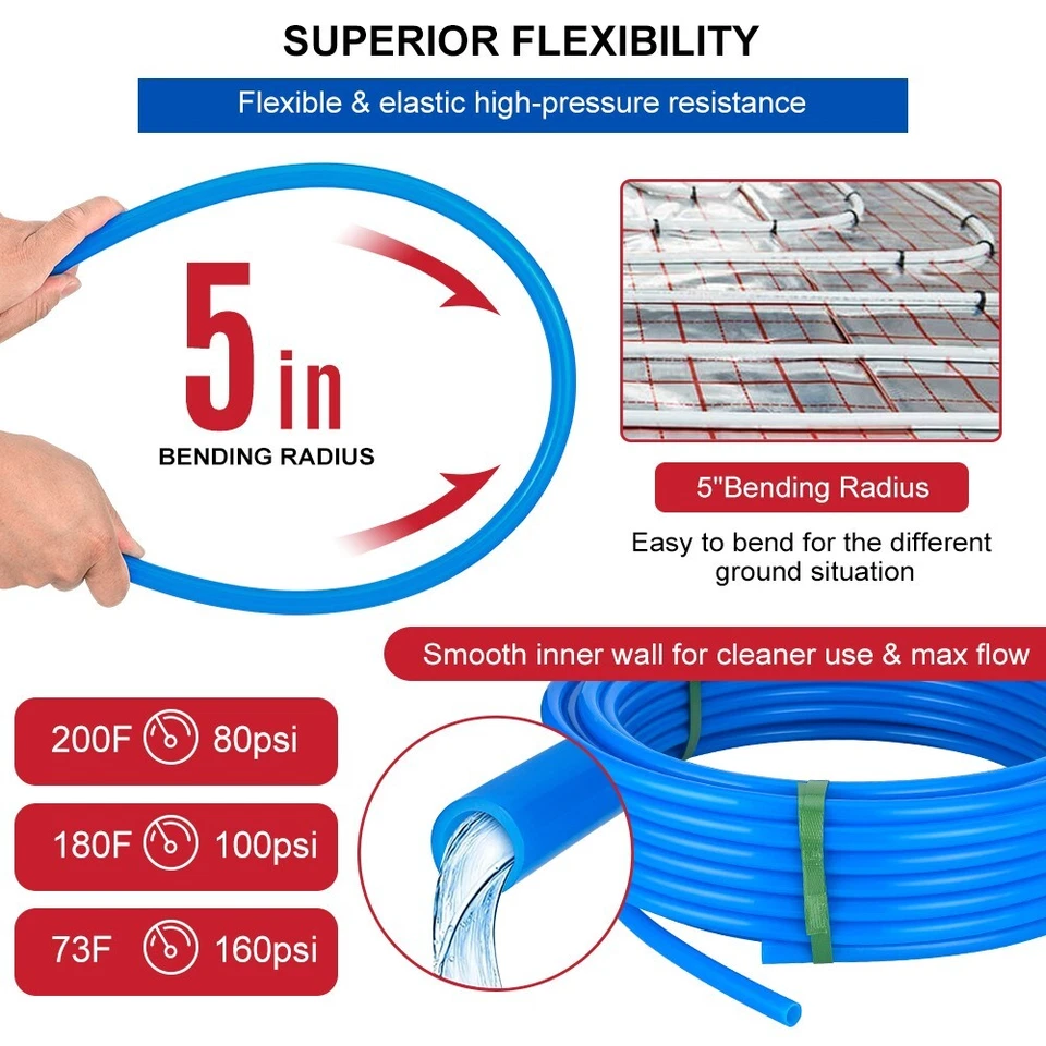 EFIELD 2 Rolls 1/2" Pex-A Pipe 2X 50ft (100ft) Red & Blue W/H Pipe Cutter - Image 3 of 4