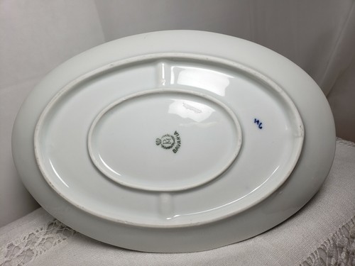 1904-1938 PM Bavaria Cobalt Blue Strawflower Pattern Gravy Boat With Drip Plate - Picture 10 of 10