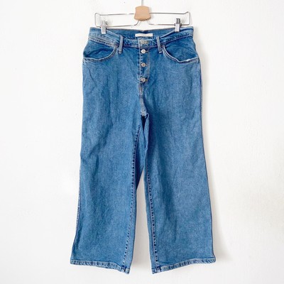 Levis Blue Mile High Cropped Wide Leg Button Fly Jeans Womens Size 30 | eBay
