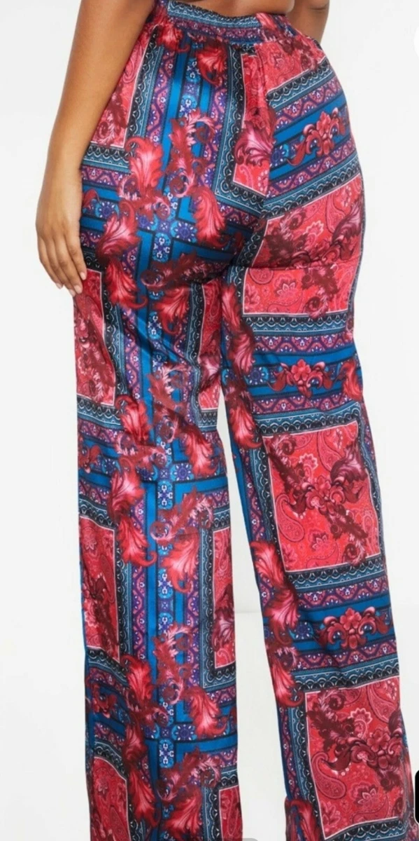 Scarf print wide leg trousers cheap