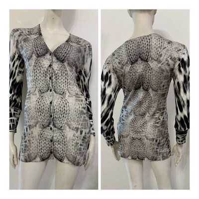 MARC CAIN MARCCAIN SPORTS cardigan white grey black pattern size 3