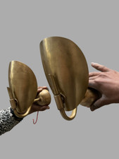 Pair of Vintage Brass Curved Wall Sconces - E...