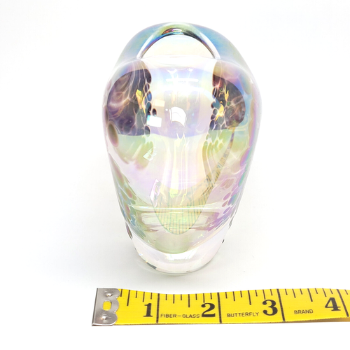 Jan Benda Studio Art Glass Heart Shaped Vase Krystyna Glass Studio Iridescent 4" - Picture 19 of 20