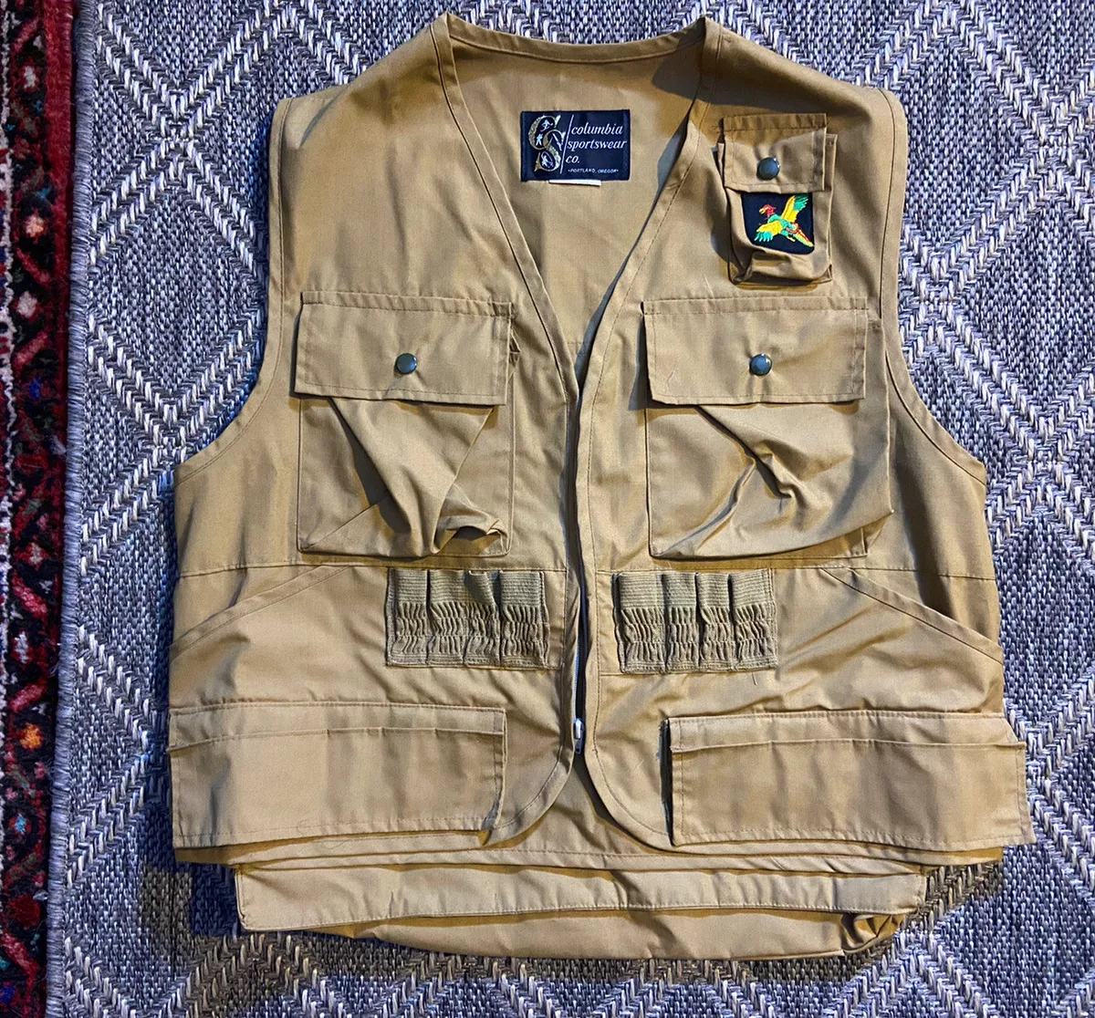 Columbia Sportswear Fly Fishing Vest Mens Medium Beige Pockets Vintage/70s