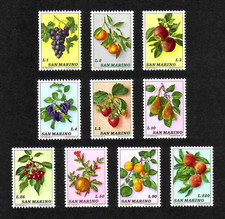 San Marino 1973 Fruits complete set of 10 values (SG 966-975) MNH