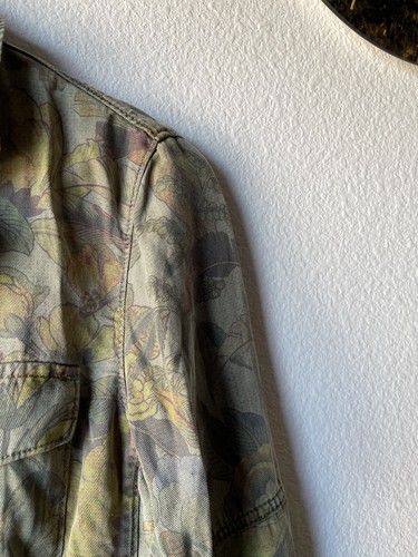 Pam & Gela Women Green Floral Long Sleeve Button Up Utility Jacket Size XS - Picture 5 of 18
