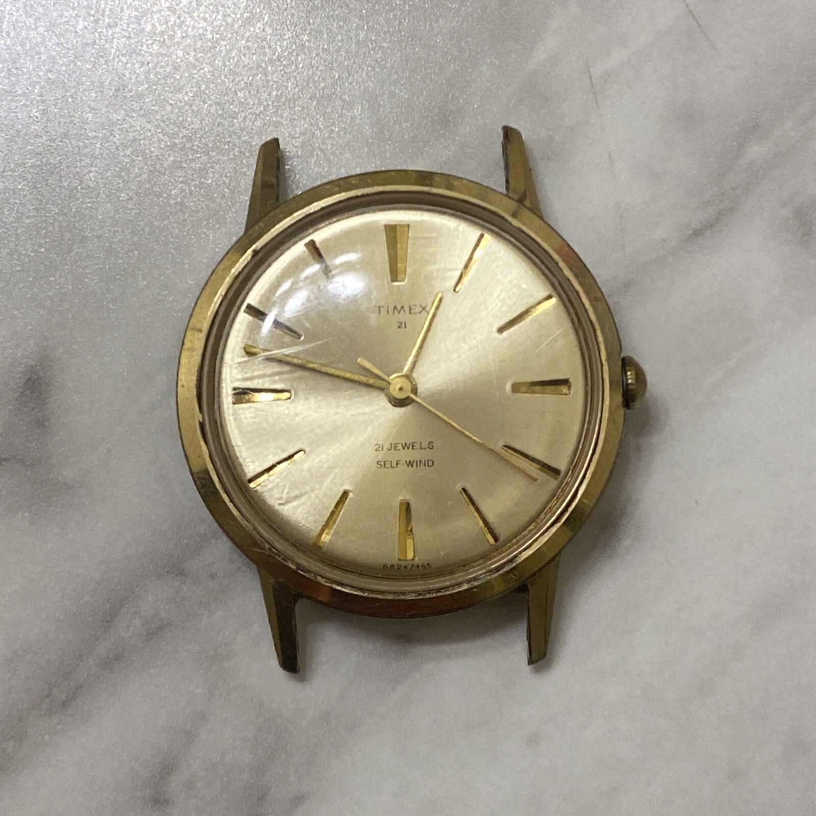 Mens Vintage Timex 21 JEWEL Automatic Selfwinding Gold Watch 6824 7465