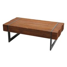 Wohnzimmertisch HWC-A15a, Couchtisch, Holz rustikal massiv 40x120x60cm, braun
