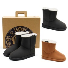 Boys Boatilus Pepper Rain Boots Faux Fur Lined Warm Pull On Rubber Boots NEW