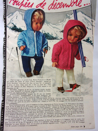 Page Poupées MODES ET TRAVAUX Août 1964 - Tricot Marie Françoise Et Michel