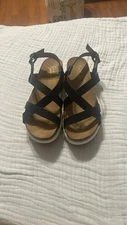 Crown Vintage | Shoes | Crown Vintage Black Wedge Sandals Size 8 