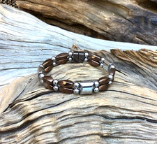 Men's Women's Magnetic Hematite Dark Copper/ Silver Double Bracelet Super Strong