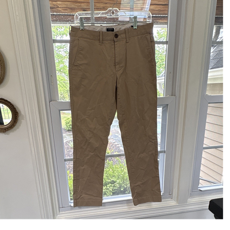 2 J.CREW Men's Straight Leg Chino Pants 29  Beige/gray CottonFlat Front Solid