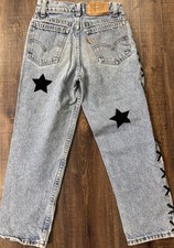 VTG 90s Levis 560 Relaxed Fit Jeans Girls Youth Sz 8 Reg Made in USA Upcycled