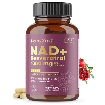 24in1 Resveratrol-Formel 1000mg pro Portion für Langlebigkeit,Vitalität 30 120CT