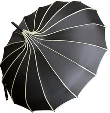 Pagoda Peak Old-Fashionable Ingenuity Umbrella Parasol Black