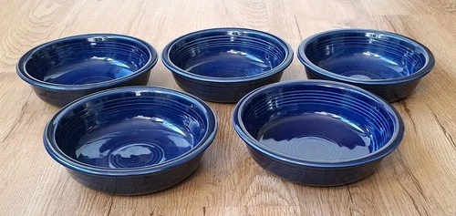 FIESTA Fiestaware HLC USA Classic Rim Cereal/Soup Bowls 7” Cobalt Blue Set Of 5