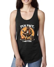 Fun Fact I Don't Care Funny Sasquatch Ladies Racerback Tank Top