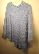 Soft Surroundings Cape Poncho Pullover Sweater Women's One Size Blue Country