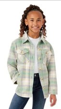 Member's Mark Girls Shacket Size S 6-6X Green Plaid