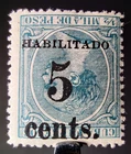 RARE US SPANISH WEST INDIES STAMP 1900 5c INVERTED ON 1/2m ALFONSO Sc#190a $1000