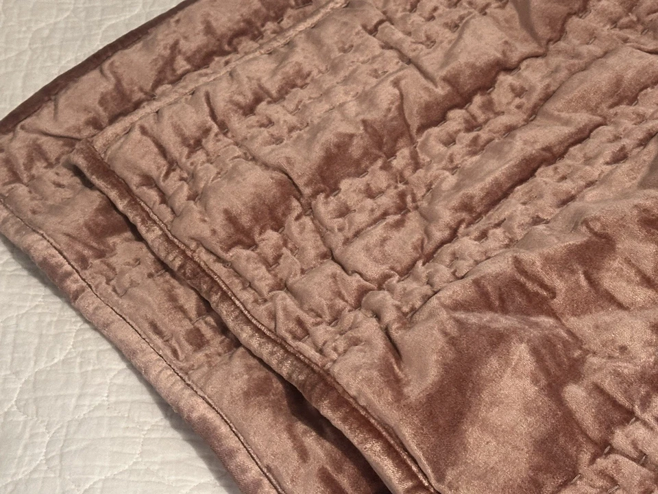 Juego de 2 fundas de terciopelo texturizado Anthropologie estándar desierto malva rosa NUEVO Foto 2 de 4