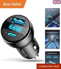 Aluminium Dual Port 66W Car Charger with LED Voltage Display for Smart Charging