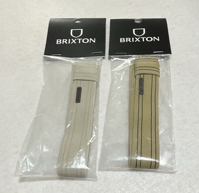 Lot Of 2 Brixton Done Proper Stretch Fit Hat Bands NEW Off White /Gold / Black