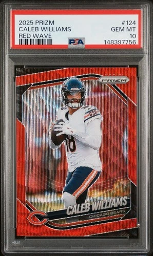 2025 PANINI PRIZM #124 CALEB WILLIAMS RED WAVE /149 - PSA 10