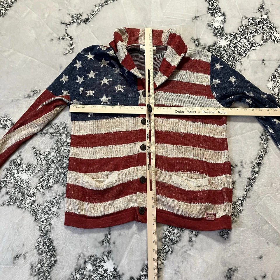 Vtg Denim & Supply Ralph Lauren Sweater Sz L American Flag Shawl Collar Cardigan - Image 4 of 4