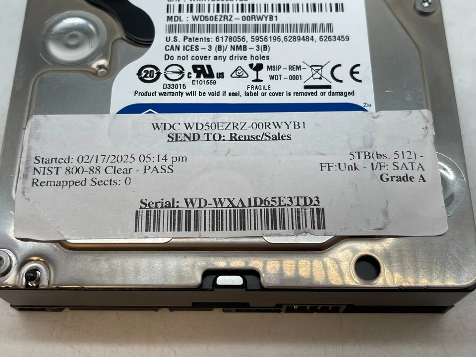Western Digital Blue WD50EZRZ 5TB 3.5" SATA Internal HDD GRADE A FREE S/H - Image 4 of 4