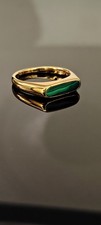 Natural malachite sterling silver ring, gold plated. Stackable Rings, Healing